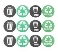 Luxshiny 12 Adesivi Autoadesivi in Pvc per Bidoni Raccolta Differenziata, Etichette per Cestino Spazzatura Riciclaggio, Resistenti e Visibili per Uso Interno ed Esterno, Set 12 Pezzi