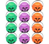 Luxshiny 12 Pezzi Secchielli di Halloween in Plastica Design Zucca, Calderone e Figura Spettrale, Riutilizzabili e Portatili per Feste e Dolcetto o Scherzetto