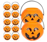 Luxshiny 12 Pezzi Secchio di Halloween a Forma di Zucca in Plastica Arancione, Facile da Trasportare, Come Porta Caramelle per Feste di Carnevale e Halloween