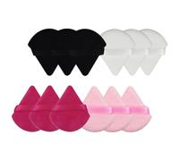 Luxshiny 12 Pezzi Spugnette per Trucco Viso Triangolari in Cotone Morbido Elastico, Applicatori Polvere per Make Up Beauty e Crema Fondotinta