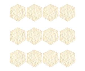 Luxshiny 12 Pezzi Tappetino di Bambù Fatto a Mano Beige per Cucina e Tavola, Resistente al Calore Trama a Rete e 11 Fori, come Sottopentola o Regalo per Amici
