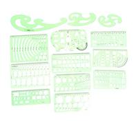 Luxshiny 13 Pezzi Set di Modelli da Disegno in PET Verde, Sagome Geometriche e Righelli da Ingegneria, per Disegno e Costruzione, Scuola e Casa, per Studenti e Ingegneri