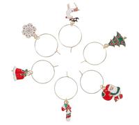 Luxshiny 18 Pezzi Segnaposto Natalizio per Bicchieri Anelli in Metallo a Forma di Elementi di Natale Decorativi per Feste e Cocktail Stili multipli
