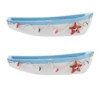 Luxshiny 2 Pezzi Mettini di Navi Navigazione Cabina Decorazioni Oceaniche per La Classe Costiero Barchette in Miniatura Decorativo A Tema Ornamenti Marittimi di Legno Blue