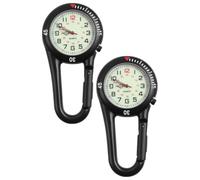 Luxshiny 2 Pezzi Orologio Clip-on Quartz Nero in Acciaio Inossidabile | Quadrante Fluorescente, Lettura Notturna, Design con Clip per Alpinismo