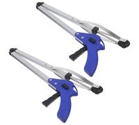 Luxshiny 2 Pezzi Pinza per Spazzatura Pieghevole in Lega di Alluminio, Blu, Pinza Telescopica per Raccogliere Rifiuti, per Giardino e Scuola, Anziani e Persone Disabilità
