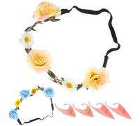 Luxshiny 2 Set Cerchietto Orecchie Cosplay Floreali, Set per Bambine | Rete Tessile Delicata, Stile Brillante ed Elegante, Misura Unica Flessibile, per Costumi e Foto