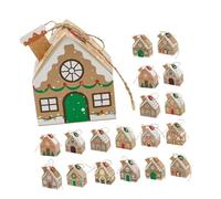 Luxshiny 24 Pezzi Christmas Treat Boxes House Shaped Advent Calendar With Classic Holiday Patterns Easy To Assemble Candy And Party Favor Holders For Festive Gift Giving
