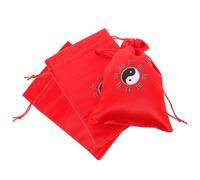 Luxshiny 3 Pezzi Borse Coulisse Rosso Stampa Bagua, Borsa Versatile per Saltare la Corda e Organizzare Chiavi o Telefoni, per Sport All'aperto
