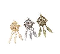Luxshiny 3 Pezzi Ciondolo a Forma di Sfera Cavo in Rame Apribile | Contenitore per Essenza Solida, Anello da Appendere, Tre Foglie Decorative Incluse, per Regalo Colore Casuale