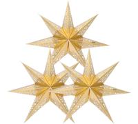 Luxshiny 3 Pezzi Paralume Lanterna a Forma di Stella in Cartoncino Bianco Oro, Decorazione Chic per Studio e Ringraziamento, Protezione e Pulizia della Luce