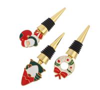 Luxshiny 3 Pezzi Tappo per Vino Natalizio Ghirlanda e Babbo Natale per | Lega di Alluminio, Gomma Termoplastica e Lega di Zinco, Conserva il Sapore, per Feste e Bar Cart