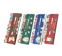 Luxshiny 4 Libri di Linguette Adesive Autoadesive per Studenti, Schede Indice Multifunzione Colorate, Set Compatto per Ufficio, Scuola e Casa Design Cartone Animato Natalizio