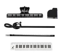 Luxshiny 5 Pezzi Set Cancelleria Musicale per Back To School Party con Temperamatite Manuale a Forma di Pianoforte e Gomma a Motivo Musicale in Plastica, per Studenti