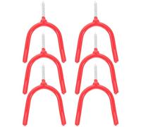 Luxshiny 6 Pezzi Gancio a Vite per Garage, Doppio, Rosso, per Scale e Mop | Montaggio a Parete, Design a Doppio Uncino, Stabilità Rinforzata, per Officina e Magazzino