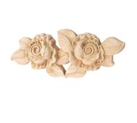 Luxshiny Applique Intagliata ad Angolo a Forma di Rosa in Legno Schima Superba Beige per Porte e Mobili, Design Classico, Decorazione per Housewarming