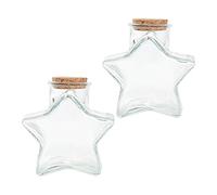 Luxshiny Barattoli Di Vetro a Forma Di Stella Con Coperchi in Sughero 2 Pezzi Bottiglie Piccole Trasparenti Per Decorazioni Conservazione Artigianale E Bomboniere Creative
