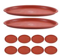 Luxshiny Base Raccogli-Gocce per Piante in Vaso, Set da 10 Vassoi Ovali Rossi in Plastica, Supporto Drenante per Fioriere da Giardino e Interno, Protezione Pavimenti Anti-Trabocco