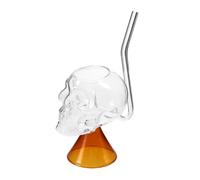 Luxshiny Bicchiere da Cocktail a Forma di Teschio in Vetro Arancia da 250ml, Facile da Pulire senza Sbavature, per Bar e Ktv