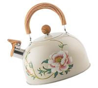 Luxshiny Bollitore Per Il Tè Con Fischio - Teiera In Acciaio Smaltato Floreale Da 3 Litri Con Manico Per Piano Cottura - Stile Vintage