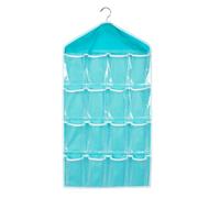 Luxshiny Borsa Portaoggetti da Appendere 16 Scomparti, Nylon e PE Blu | Finestra Trasparente, Design Gancio, Organizzazione Verticale, per Bagno, Dormitorio, Studenti e Gioielli