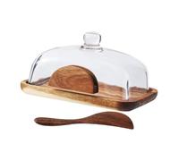 Luxshiny Burriera con Copertura Vetro Trasparente Contenitore per e Snack con Protettivo Sigillante Scatola per Conservazione Cucina e Feste