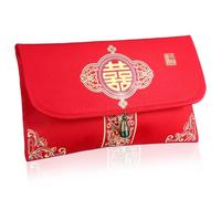 Luxshiny Busta Rossa in Stile Cinese per Matrimonio in Broccato, Buste da Sposa Decorative Riutilizzabili, Forniture per Nozze Simbolo di Fortuna e Benedizione