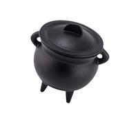 Luxshiny Calderone di Halloween in Ghisa Nero con Coperchio Resistente al Fuoco e Alta Resistenza al Calore per Decorazioni Stregate e Meditazione Quotidiana