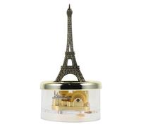 Luxshiny Carillon a Carica Manuale Torre Eiffel in Metallo Placcato Oro, Scatola Melodica Vintage da Tavolo con Melodia Castello nel Firmamento, Decorazione Elegante per Casa e Regalo