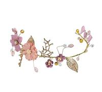 Luxshiny Cerchietto da Sposa con Foglie E Fiori Viola - Elegante Fermaglio per Capelli in Lega per Spose, Damigelle E Occasioni Speciali, Color Oro (senza Velo, 35 Cm)
