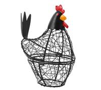 Luxshiny Cestino Porta Uova in Ferro Nero con Design a Forma di Gallina, Organizer Stabile e Salvaspazio per Cucina e Piano di Lavoro Elegante e Decorativo