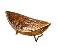 Luxshiny Cestino Rattan Intrecciato per Frutta e Verdura Vassoio Multifunzionale per Snack e Uova Design Naturale per Cucina e Tavolo da Pranzo