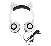 Luxshiny Cuffie Orecchie di Gatto Led, Cuffie Regolabili Bianche Antirumore, Pieghevoli e Leggere per Viaggi, Sport e Uso Quotidiano