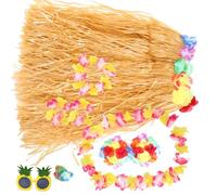 Luxshiny Decorazioni per Feste Hawaiane Comprese Gonne Paglia Hawaiane Occhiali da Sole Originali e Ghirlande Fiori per Feste Tema Tropicale