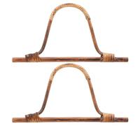 Luxshiny Manici per Borse a Forma in Legno e Rattan, Maniglie di Ricambio Facili da Installare 2 Pezzi Progetto Fai da Te Elegante per Borse da Spiaggia e Artigianali