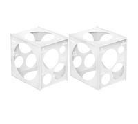 Luxshiny Misuratore di Palloncini in Plastica 11 Fori, Set 2 Pezzi Cubo per Misurazione Precisa, Strumento per Decorazioni Feste, Matrimoni e Compleanni