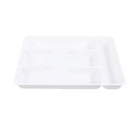 Luxshiny Organizer per Posate da Cassetto, PP Bianco, Scomparti Multipli | Antiscivolo e Angoli Arrotondati, per Cassetti Cucina, Ottimizza Spazio e Tiene Tutto in Ordine