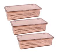 Luxshiny Organizer Portautensili da Cucina con Coperchio e Scolapiatti, Scatola Portaposate Lunga in Plastica per Bacchette e Posate, Set da 3 Pezzi per Cassetti, con Drenaggio Automatico
