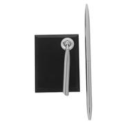 Luxshiny Penna a Sfera da Scrivania per Firma con Base Rettangolare in Acrilico e Metallo Argento, Scrittura Fluida e Stabile, per Eventi e Riunioni Personali