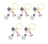 Luxshiny Portachiavi Tema Pianeta Spaziale 5 Pezzi in Metallo, Accessorio Versatile per Feste e Avventure Spaziali, Decorazione Creativa per Zaini e Borse