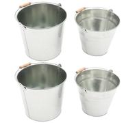 Luxshiny Secchio in Ferro per Carbone da Barbecue e Pala, Grande Capacità, Colore Argento, per Esterni a Legna, Confezione 2 Pezzi