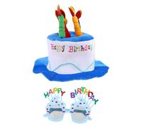 Luxshiny Set 1 Pezzo Cappello di Compleanno in Peluche a Forma di Torta con Candeline e Occhiali Divertenti in Plastica Accessori per Feste e Photobooth Mascherate