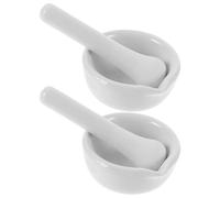 Luxshiny Set 2 Mortai e Pestelli in Porcellana 60mm con Pestello Ergonomico, Ciotole da Laboratorio per Macinazione Medicinale e Spezie, Utensili da Cucina per Macinare e Stile Casuale