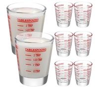Luxshiny Set 8 Bicchieri di Misurazione in Vetro Trasparente da 30 Ml Doppia Scala Ml/oz, Tazze Graduate Compatte per Cottura e Preparazione Caffè Espresso, Misurino Domestico per Liquidi