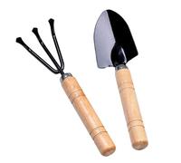 Luxshiny Set di 2 mini attrezzi da giardino in legno, rastrelli per bonsai per piante grasse, pratici strumenti per la cura delle piante da appartamento, marrone