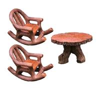 Luxshiny Set di Mobili da Giardino Mini Sedia a Dondolo e Resina Resistente allo Scolorimento alla Deformazione Miniatura Tavolino Rotondo per Accessori Casa delle Bambole