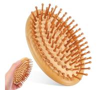 Luxshiny Spazzola Massaggiante in Bambù per Chioma e Cute Capillare Funzione Districante e Riduzione della Rottura, per Uso Domestico da Viaggio Colore Beige