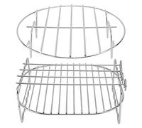 Luxshiny Supporto per Friggitrice ad Aria Doppio Strato Griglia per Barbecue e Vapore in Acciaio Inox 201, Porta Spiedini Inclusi, Accessorio per Cucina Compatibile 3.2qt-5.8qt,