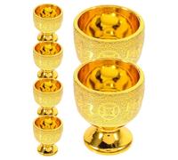 Luxshiny Tazze Delicate e Compatte in Plastica Pp Set di 6 Coppe per Offerte Buddiste Oro da 30ml per Adorazione e Uso in Luogo