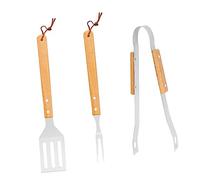 Luxshiny Utensili Barbecue Esterno in Acciaio Resistente e Manico Legno Di Quercia Resistenti Al Calore Con Borsa Oxford Per Picnic Arrosticini e Pulizia Bbq